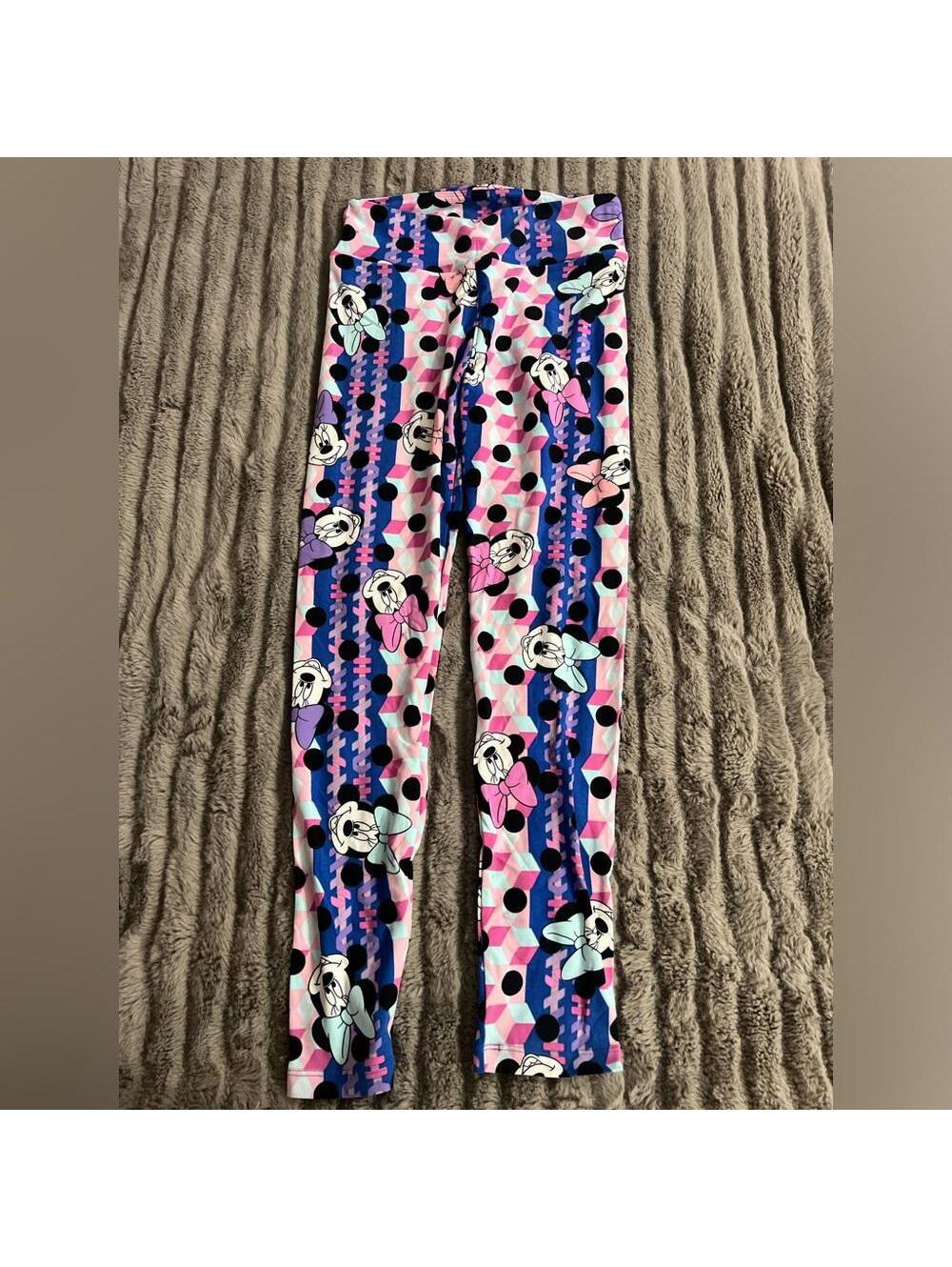 LuLaRoe Leggings One Size OS Disney Minnie Mouse Pink Blue Soft High Rise NWOT